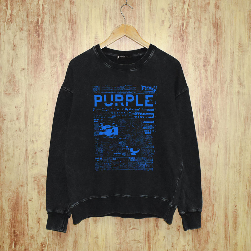 Purple Brand Distressed Sweatshirt Retro Vintage Crew Neck Sweater