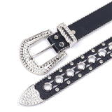 Hip-hop punk rhinestone belt y2k pu leather