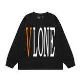 Vlone Sweatshirts Autumn and Winter Orange Big V Letter Crew Neck Pullover