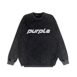 Purple Brand Distressed Long Sleeve Shirt Fashion Distressed Loose Long-sleeved Top
