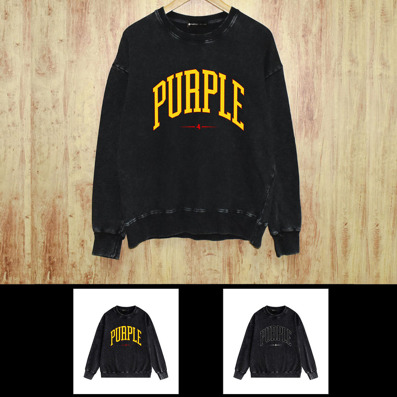 Purple Brand Distressed Sweatshirt Retro Vintage Crew Neck Sweater