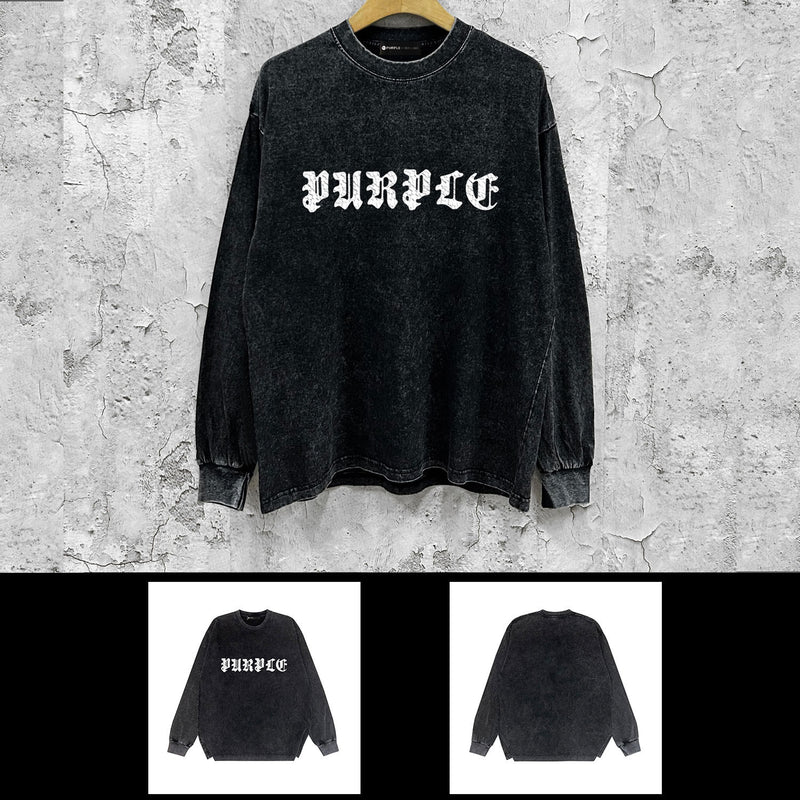 Purple Brand Distressed Long Sleeve Shirt Fashion Distressed Loose Long-sleeved Top
