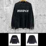 Purple Brand Distressed Long Sleeve Shirt Fashion Distressed Loose Long-sleeved Top