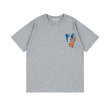 Off White T Shirts OW Cartoon Animal Pattern Crew Neck Pullover Short Sleeves
