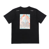 C.e t shirts character covering face front and back printing round neck pullover short sleeves