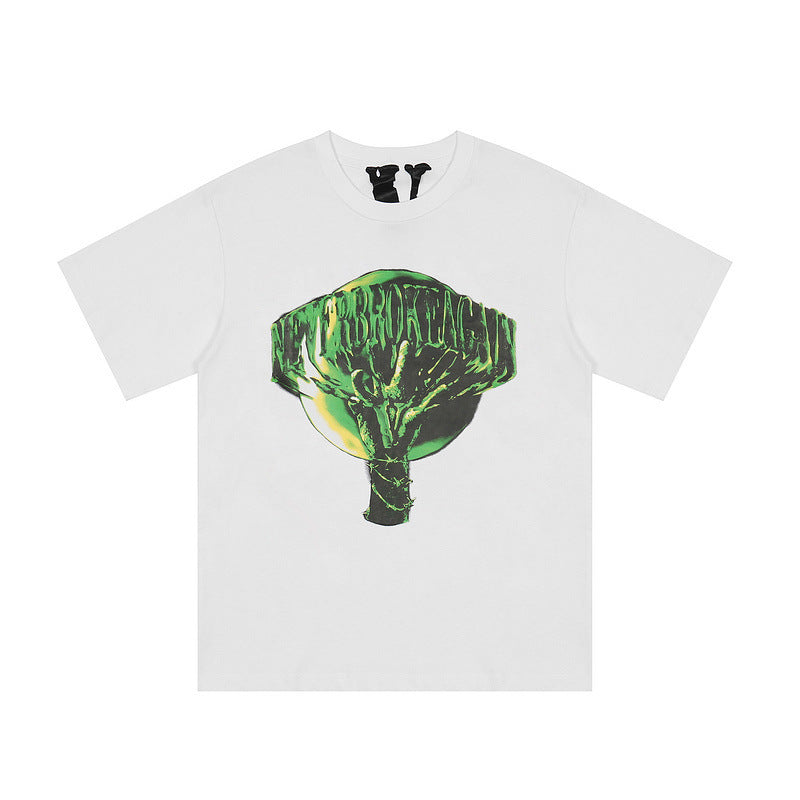 Vlone T Shirts Summer Youth Cotton Loose Letters Street Half Sleeve Couples Dress