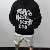 Men Vintage T-Shirts vintage trendy brand love and peace loose couple hooded