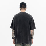 ERD T Shirts Washed Embroidery Retro Short Sleeve T-shirt Men