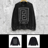 Purple Brand Distressed Sweatshirt Fashion Washed Black Long Sleeves Top