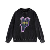 Purple Brand Distressed Sweatshirt Retro Vintage Crew Neck Sweater