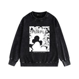 Purple Brand Distressed Sweatshirt Retro Vintage Crew Neck Sweater