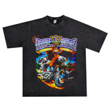 Rock Star T Shirt the Doobie Brothers Rock Band Washed Distressed T-shirt Short Sleeve Loose