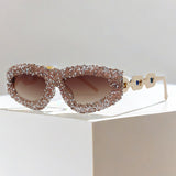 Trendy punk glasses diamond-encrusted uv protection