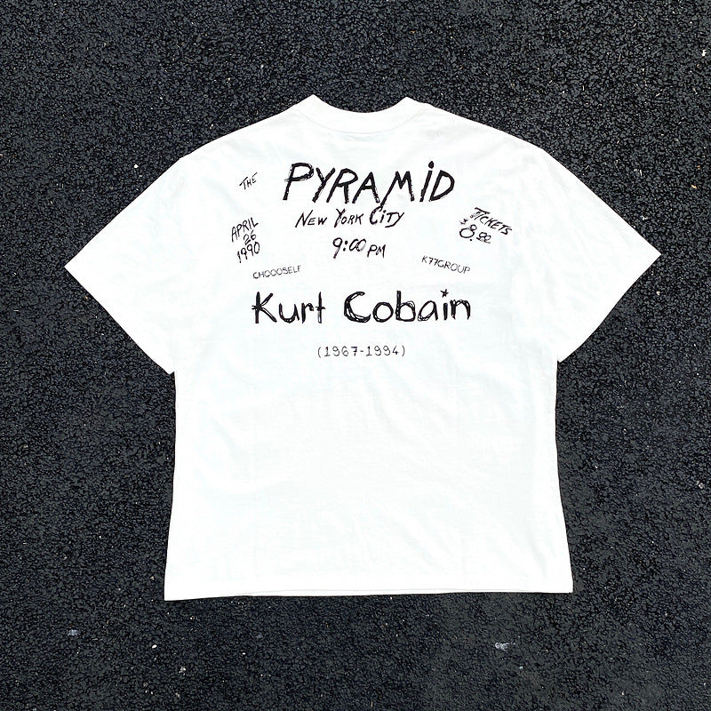 Men Vintage T-Shirts Vintage Cobain Nirvana Band Wash Old Short Sleeves Loose