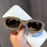 Trendy punk glasses with diamonds