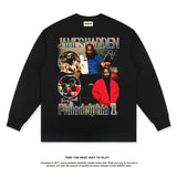 Nba Long Sleeve Shirt Loose Cotton Washed Long Sleeve T-shirt Men's and Women's Tops