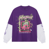 HS Long Sleeve Shirt Large Size Loose Pullover Long Sleeve Fake Two Pieces