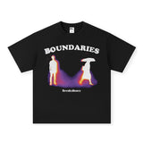 Vintage T-shirts Washed and old white ink printed short-sleeved T-shirts