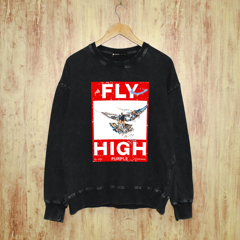 Purple Brand Distressed Sweatshirt Retro Vintage Crew Neck Sweater