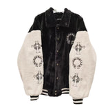CHH Chrome Heart Coat Vintage embroidery black and white color matching loose lamb wool cotton jacket