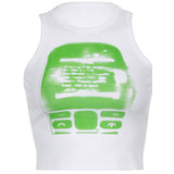 Vintage Y2g Shirts Women's round Neck Sleeveless Printed Women's T-shirt