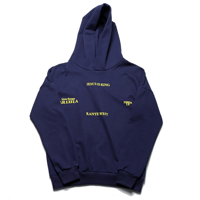 Jesus Is King Sweatshirt Menswear Fashion Brand Fogkanye High Street Velvet Padded Hooded Sweatshirt Casual Hoodie