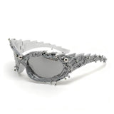 Trendy punk glasses dark asymmetrical frame