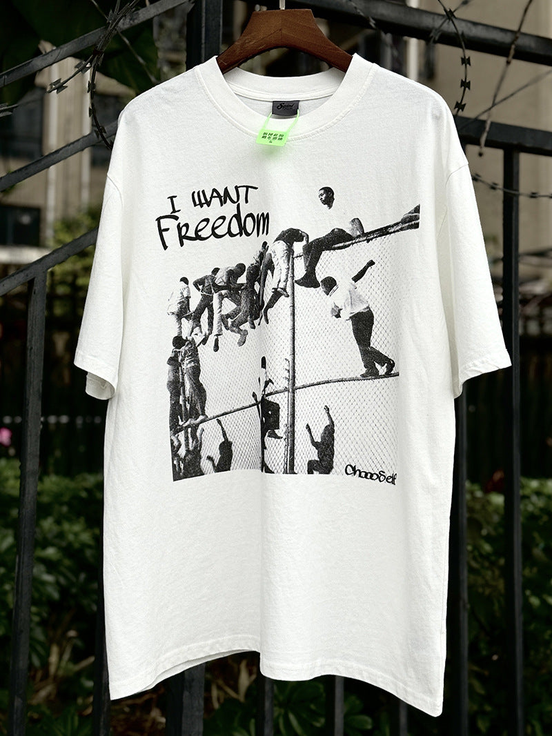 Men Vintage T-Shirts "I Want Freedom" Tee