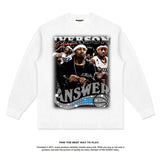 Nba Long Sleeve Shirt Allen Iverson Vintage American Printed Long Sleeve T-shirt for Men and Women