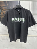 Men Vintage T-Shirts Saint Michael "OURDE? INITIVE DESTRUCTION" Washed Black T-Shirts