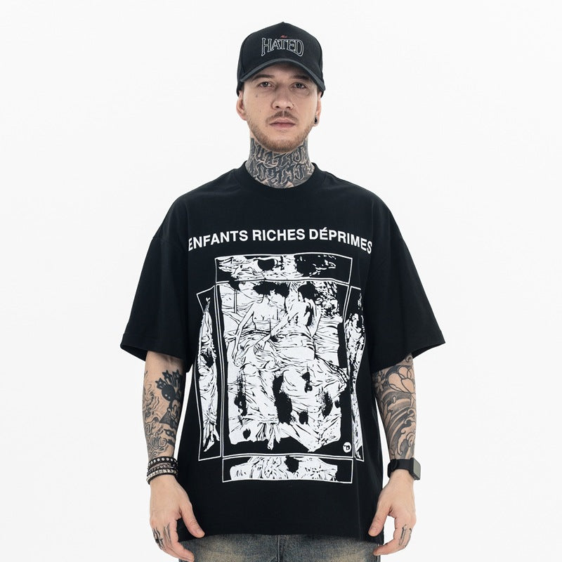 ERD T Shirts Spring and Summer High Street Retro Short Sleeve T-shirt