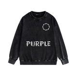 Purple Brand Distressed Sweatshirt Retro Vintage Crew Neck Sweater