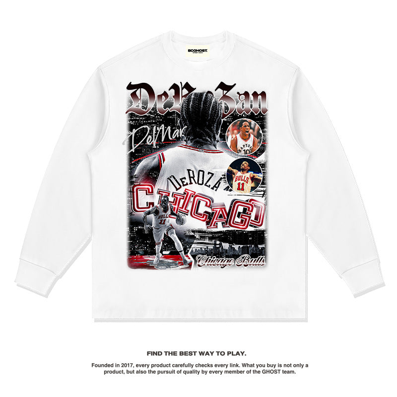Nba Long Sleeved Shirt Autumn and Winter Long Sleeve T-shirt Trendy round Neck Sweater for Men and Women