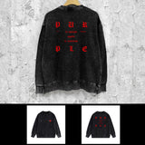 Purple Brand Distressed Sweatshirt Fashion Washed Black Long Sleeves Top