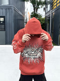 Hellstar Hoodie Retro Distressed Graffiti Loose Fleece-lined