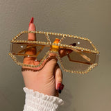 Trendy punk glasses diamond y2k sunshade