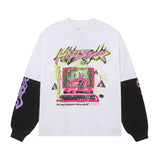 HS Long Sleeve Shirt Large Size Loose Pullover Long Sleeve Fake Two Pieces