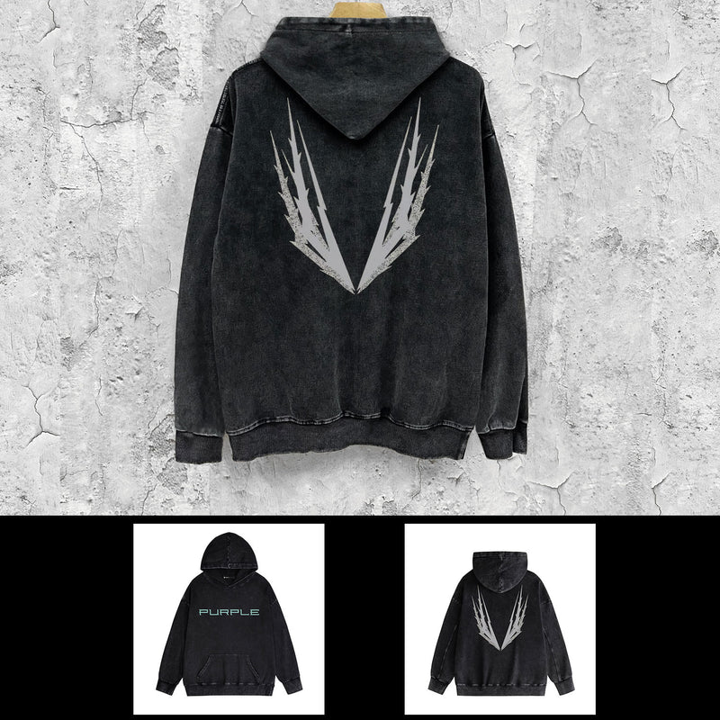 Purple Brand Distressed Hoodie Fashion Old Loose Hooded Sweater