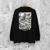 Purple Brand Long Sleeve T-Shirt Fashion Loose Long Sleeve Top