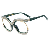 Trendy punk glasses with diamonds