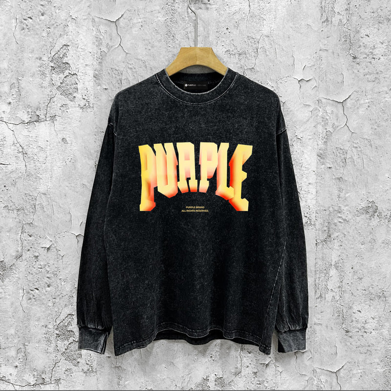 Purple Brand Distressed Long Sleeve Shirt Fashion Distressed Loose Long-sleeved Top