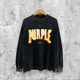 Purple Brand Distressed Long Sleeve Shirt Fashion Distressed Loose Long-sleeved Top