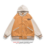 Men Jacket Spring Colorblock Hood Baseball Uniform Men's Baggy Casual Jacket Jacket