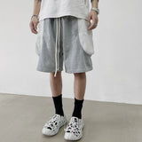 MIJKO Mens Shorts Spliced Side Large Pockets Shorts