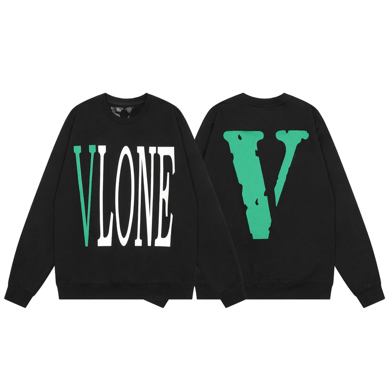 Vlone Sweatshirts Autumn and Winter Letter Big V Pattern Crew Neck