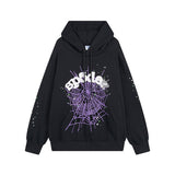 Sp5der Hoodie Spider Web Velvet Padded Hooded Sweatshirt
