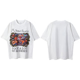 Men Vintage T-Shirts vintageM French Fries Cartoon Print Short Sleeve Loose Casual