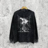 Purple Brand Distressed Long Sleeve Shirt Fashion Distressed Loose Long-sleeved Top
