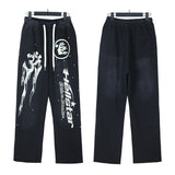 HS JacketsHS Hoodie & Pants Wash Old Vintage Men's and Women's Loose Casual Sweater Sweatpants