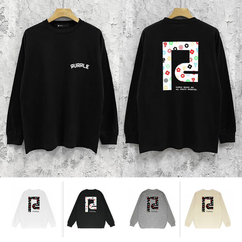 Purple Brand Long Sleeve T-Shirt Fashion Loose Long Sleeve Top